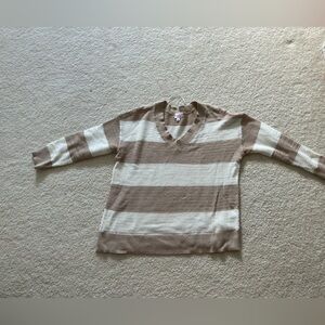 Isabel Beige and White Knit Pullover